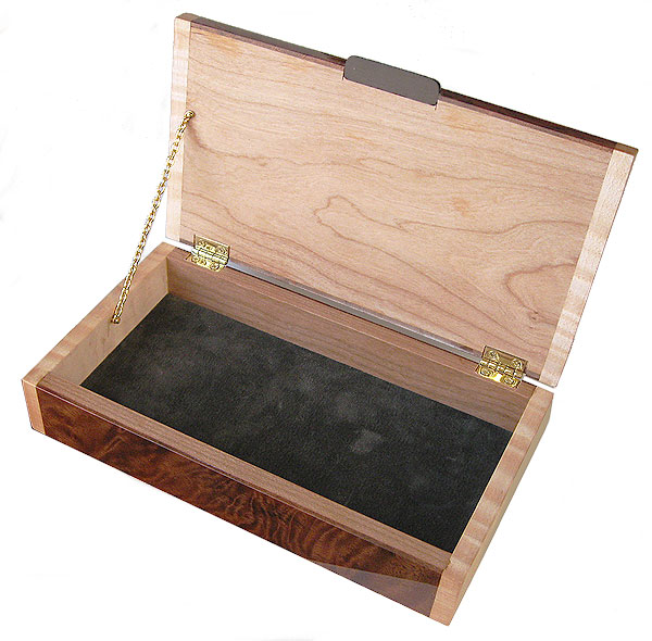 Handmade wood box - Decorative wood desktop box - open view