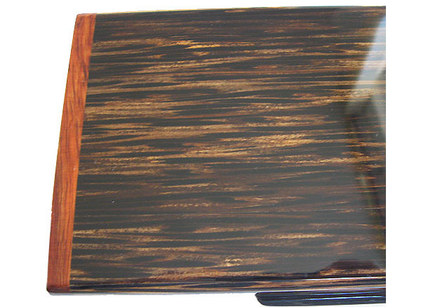 Black palm box top close up - Handmade wood decorative desktop box
