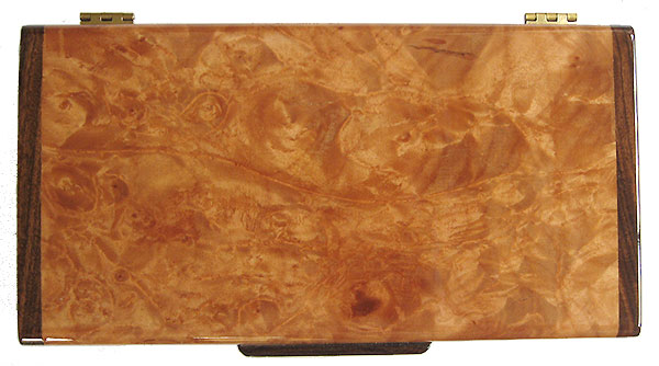 Maple burl box top _ Handmade slim wood box or desktop box