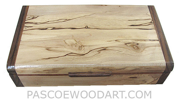 Handmade wood box - Decorative slim wood box, desktop box made of spalted maple with santos rosewood ends