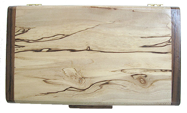 Spalted maple box top - Handmade decorative slim wood box, desktop box