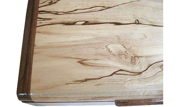 Spalted maple box top close up - Handmade decorative slim wood box, desktop box