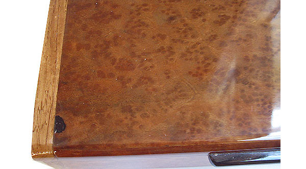 Camphor burl box top close up - Handmade wood slim box