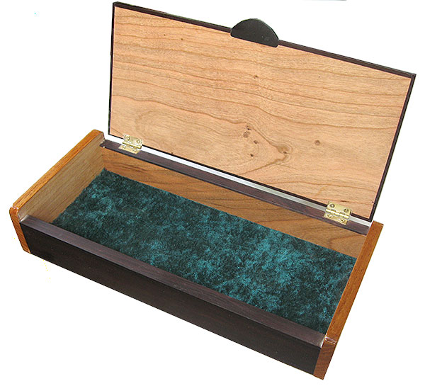 Handcrafted wood box, decorative desktop box - open view
