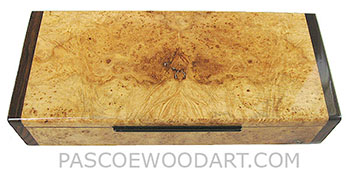 Handcrafted wood box - Decorative wood desktop box made of maple burl with Asian ebony ends
