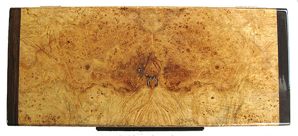 Maple burl box top - Handmade wood desktop box - top view