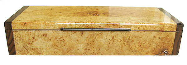 Maple burl box front Handmade wood decorative desktop box or pen box made of maple burl box front