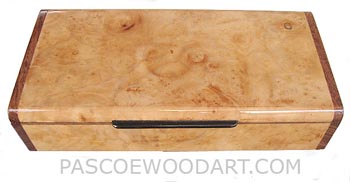 Handcrafted wood box _Decorative wood keepsake box made of maple burl with bubinga ends