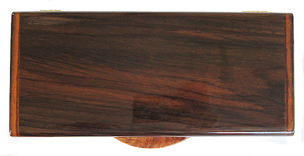Indian rosewood box top - Handmade decorative wood small box made of Indian rosewood with amboyna burl lift handle
