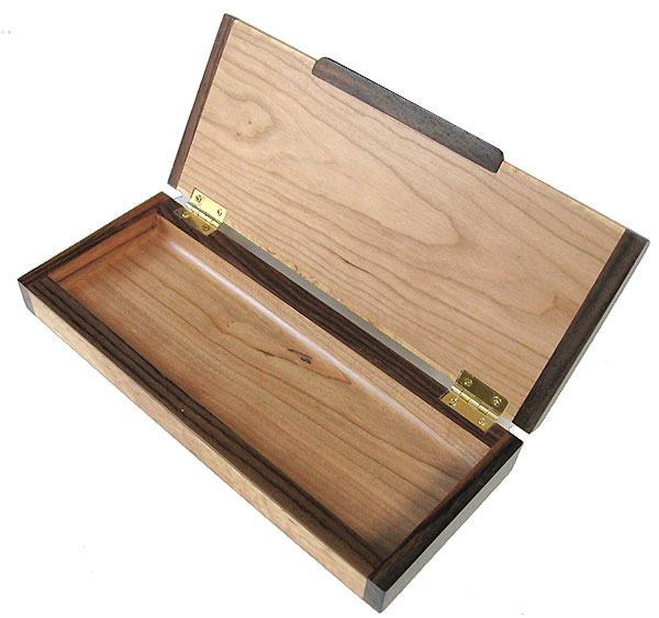 Handmade wood pen box - Open view