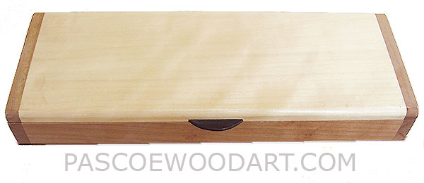 Handmade slim wood box, decorative desktop box made of cherry base with aspen top