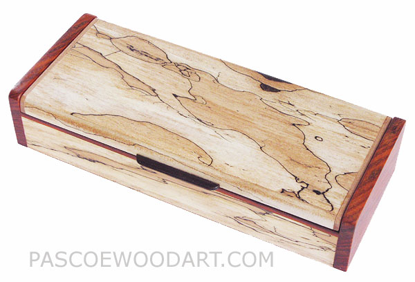 Decorative wood desktop box - Handmade spalted maple wood pen box with cocobolo ends