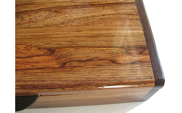 Honduras rosewood box top close up - Handmade decorative slim wood box, desktop box