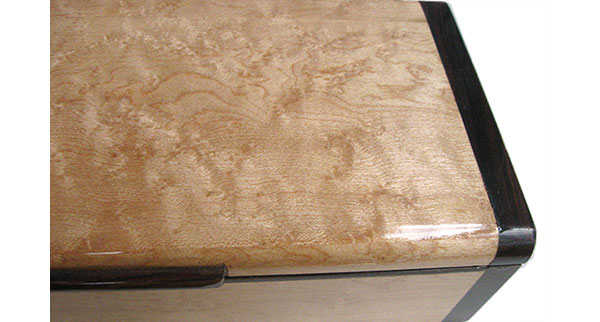 Maple burl box top close up - Handmade decorative slim wood box