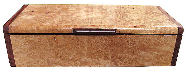 Maple burl box front - Handmade decorative wood desktop box or keepsake box
