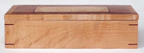 Figured eastern maple box front - Handmade decorative wood desktop box
