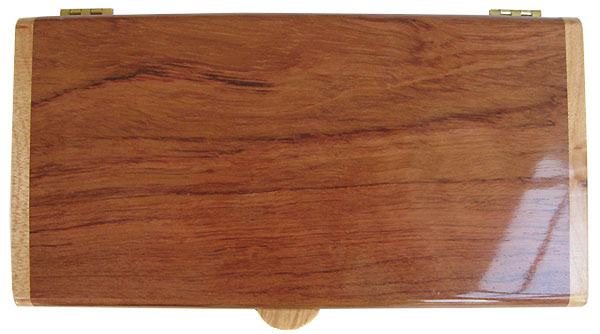 Bubinga box top - Handmade slim wood desktop box 