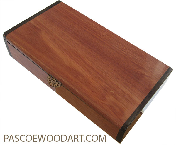 Handmade slim wood box - Desktop box made of bloodwood with macassar ebony ends
