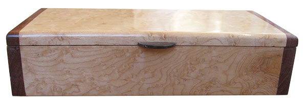 Birds eye maple box front - Handmade slim wood box