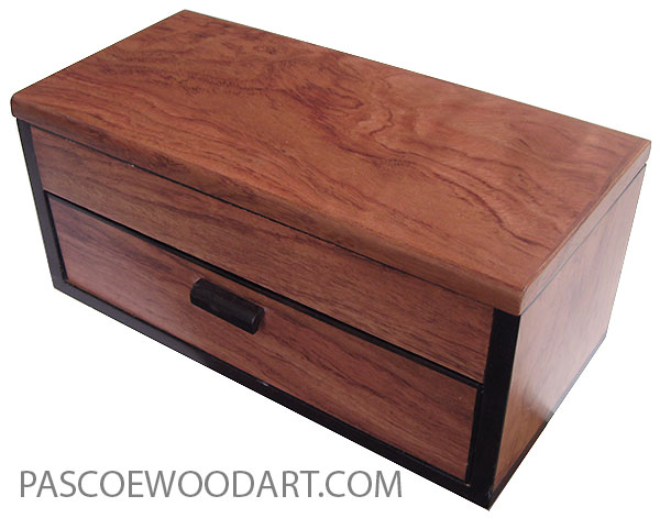 Handcrafted wood box with one drawer  made of bubinga with Ganon eEbony trim.