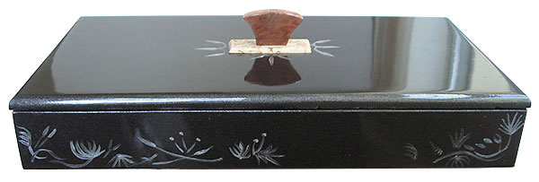 Metallic black color wood box front view

