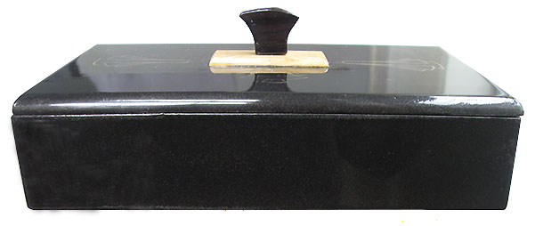 Handpainted metallic black wood box front view
