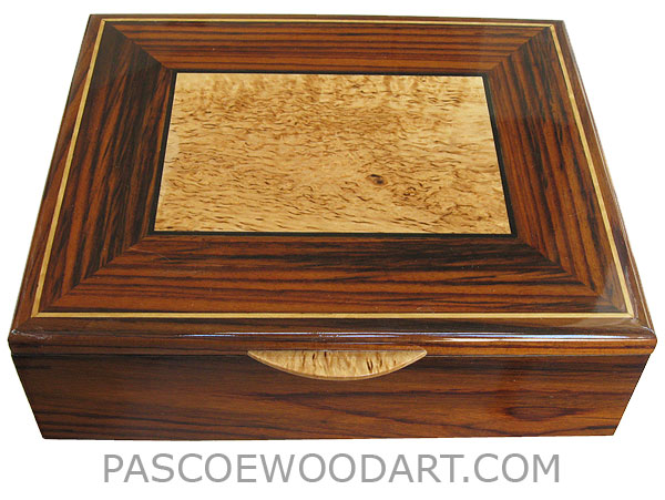 Handcrafted wood box - Large decorative wood keepsake box made of Indian rosewood, masur birch, ebony, satinwood