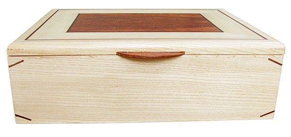 Quarter-sawn bleached ash box front - Handcrafted decorative large wood keepsake box