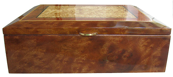 Camphor burl box front - Handcrafted decorative large wood keepsake box