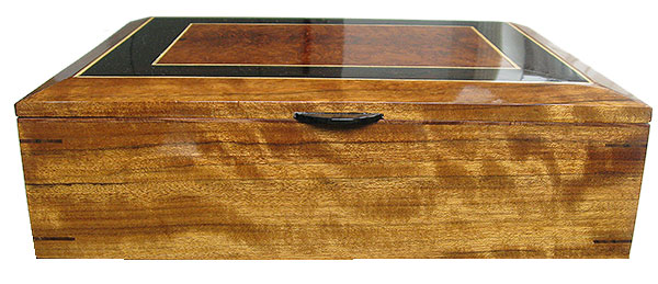 Shedua box front - Handmade large wood box, keepsake box, document box