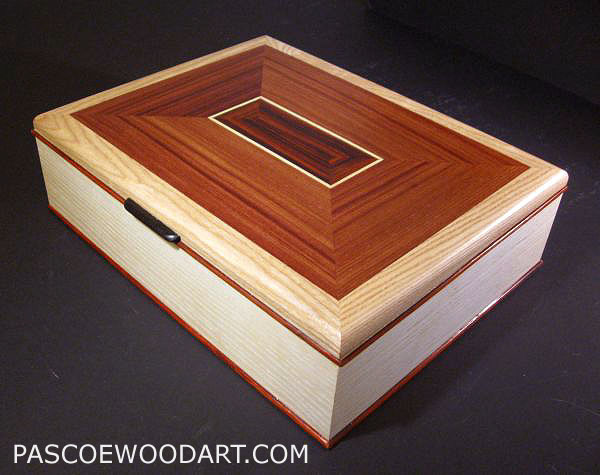 Handcrafted wood box - large keepsake box made from bleached ash, east Indian rosewood