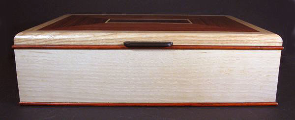 Handcrafted wood box - large keepsake box made from bleached ash, east Indian rosewood - front view