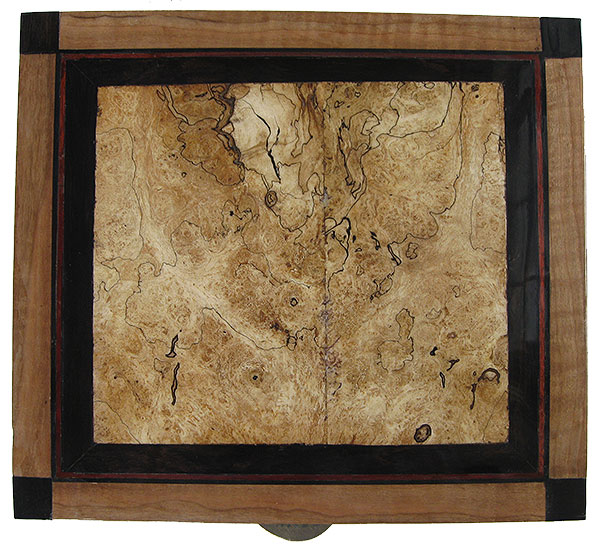 Blackline spalted maple centerpiece framed in African blackwood large box top - Handcrafted large decorative keepsake box