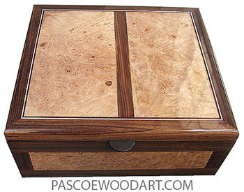 Handrafted large wood box - Decorative wood large keepsake box or document box made of Santos rosewood, maple burl