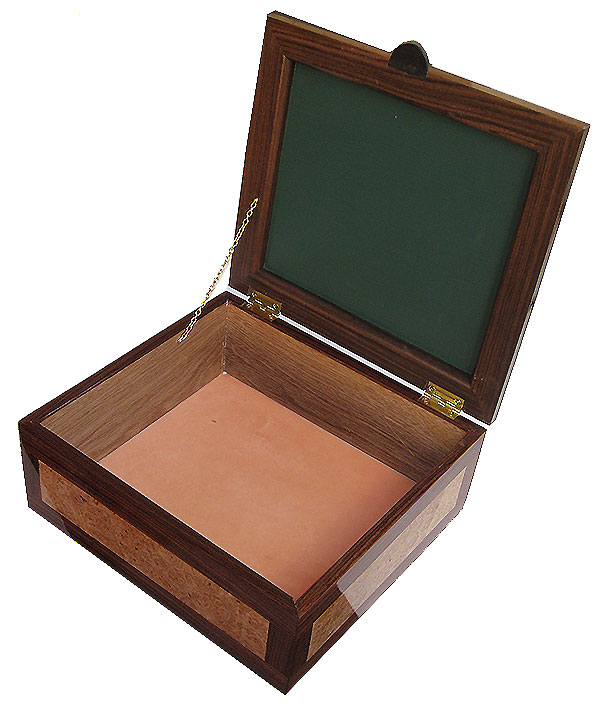 Handcrafted large wood box open view