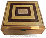 Handcrafted large wood box - Decorative wood large keepsake box or document box made of European alder with Ceylon satinwood, snakewood framed top