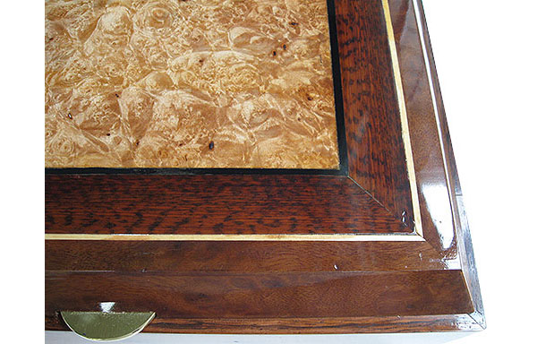 Handmade decorative wood keepsake box top close up