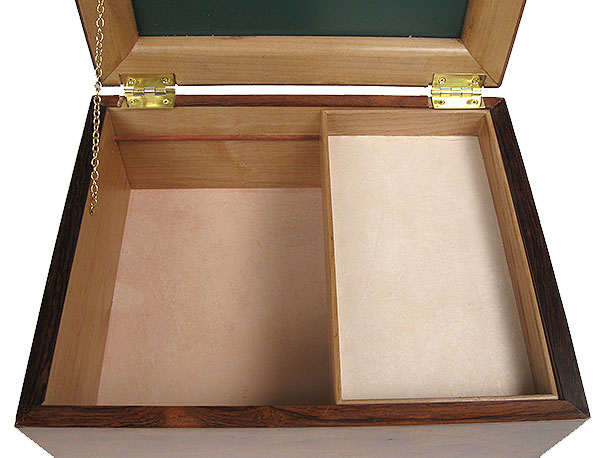 Handmade box with sliding tray open view