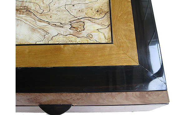 Handmade decorative wood box top close up