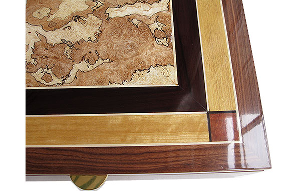Spalted maple center piece mosaic panel box top - close up