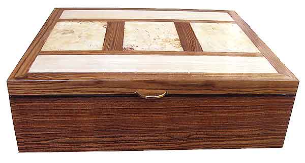 Bocote box front - Handmade large decorative wood keepsake box or document box