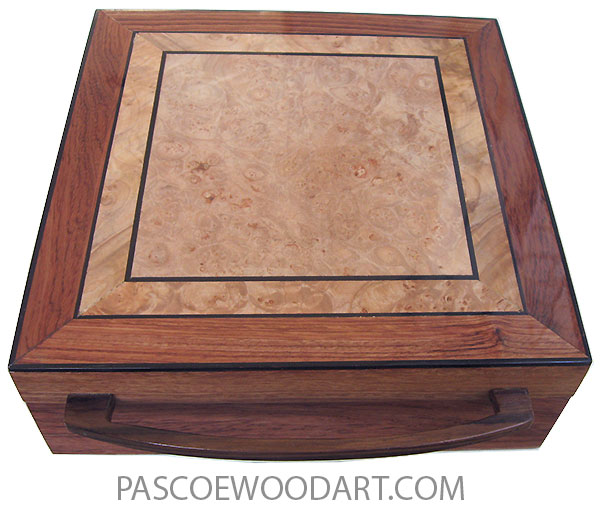 Handcrafted wood box - Decorative wood keepsake box made of bubinga with maple burl top