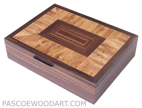 Decorative large keepsake box, letter sized paper box - Handcrafted wood box made of Asian ebony, Honduras rosewood