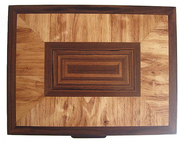 Parquet box top - decorative large keepsake box, letter size paper box - handmade of Asian ebony, Honduras rosewood