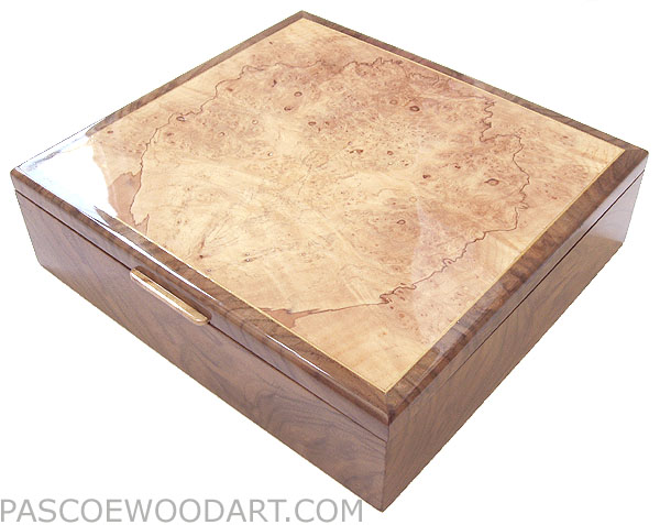 Handcrafted wood box - Decorative wood keepsake box made of crotch walnut, spalted maple burl