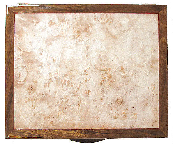 Maple burl box top - Handcrafted wood keepsake box made of shedua, maple burl