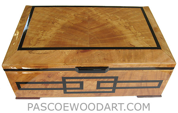 Handcrafted wood box - Decorative wood keepsake box made of Pacific madrone burl with ebony and bois de rose inlays