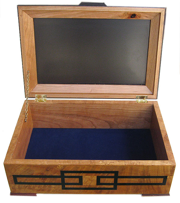 Handcrafted wood box - open view - Decorative wood keepsake box 