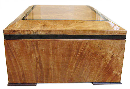 Pacific madrone burl box side with ebony trimmed box top