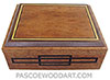 Handcrafted large wood box - Decorative wood large keepsake box, document box made of camphor burl with camphor burl framed in ebony, Ceylon satinwood and Indian rosewood top - ebony inlaid box front